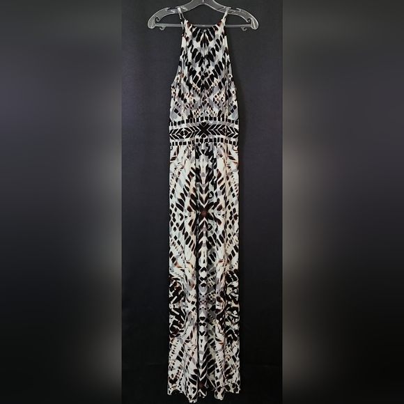 NWT London Times Maxi Dress Wood Stamp Batik Halter-Neck womens size 14 - Picture 12 of 15